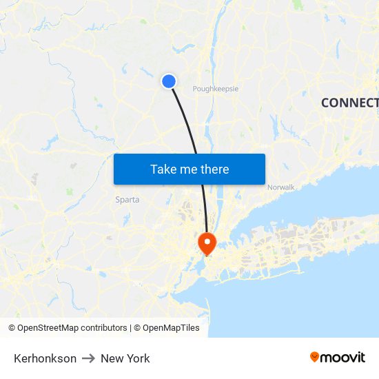 Kerhonkson to New York map