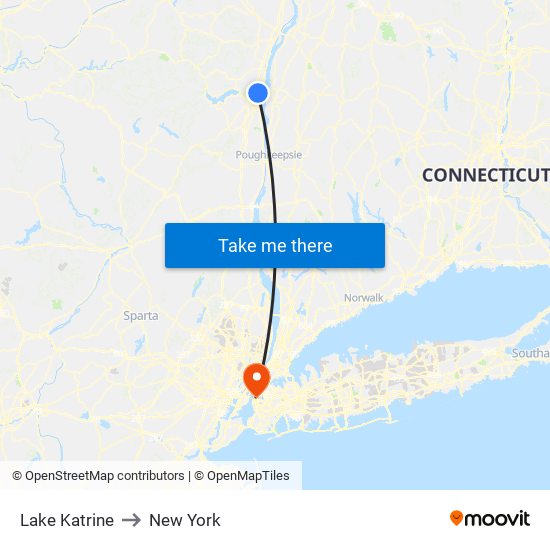 Lake Katrine to New York map