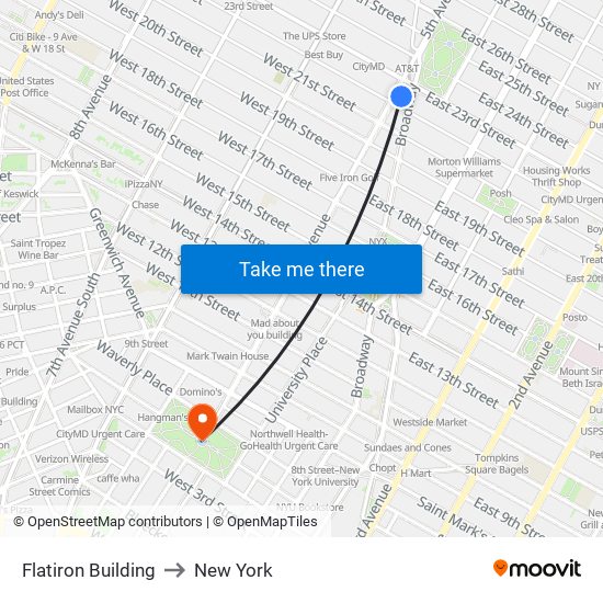 Flatiron Building to New York map