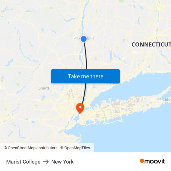 Marist College to New York map