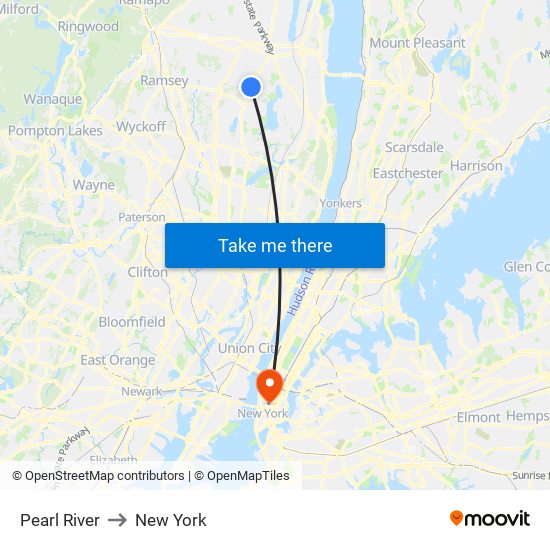 Pearl River to New York map