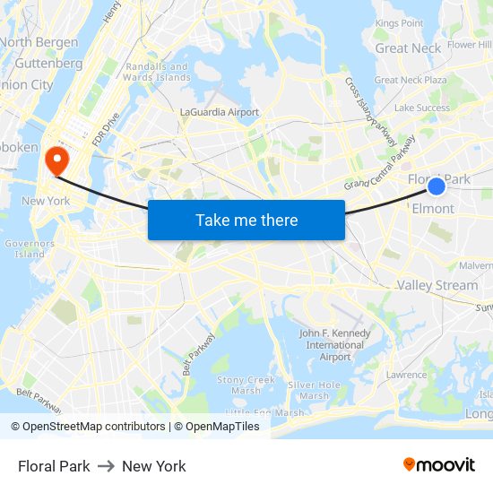 Floral Park to New York map