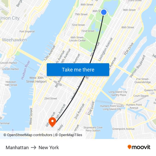 Manhattan to New York map