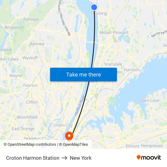 Croton Harmon Station to New York map