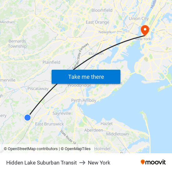 Hidden Lake Suburban Transit to New York map