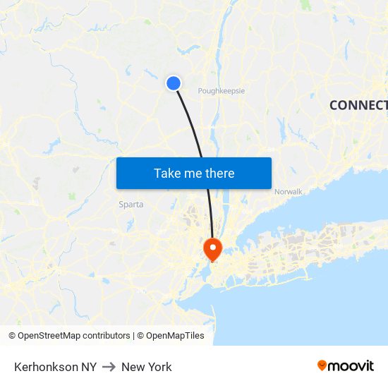 Kerhonkson NY to New York map