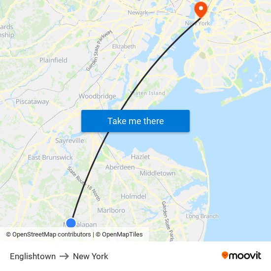 Englishtown to New York map