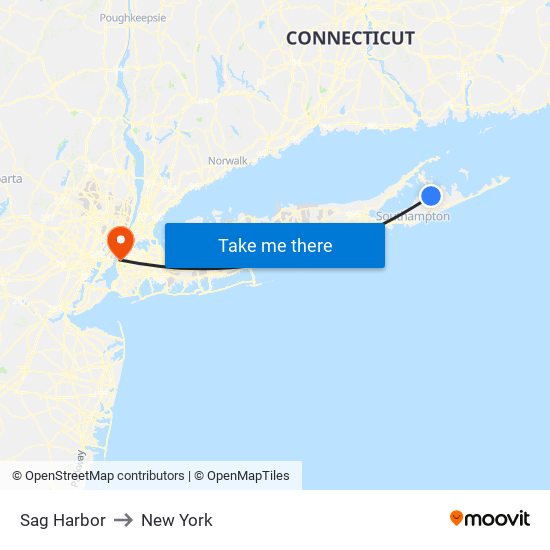 Sag Harbor to New York map