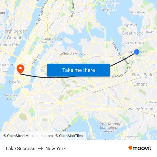 Lake Success to New York map