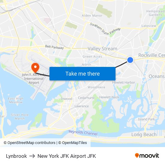 Lynbrook to New York JFK Airport JFK map