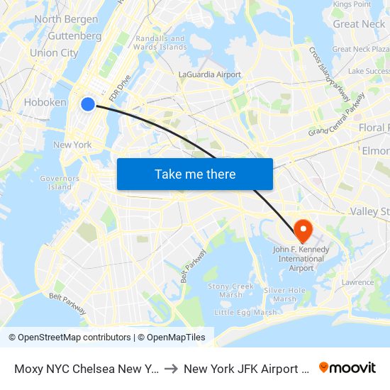 Moxy NYC Chelsea New York to New York JFK Airport JFK map