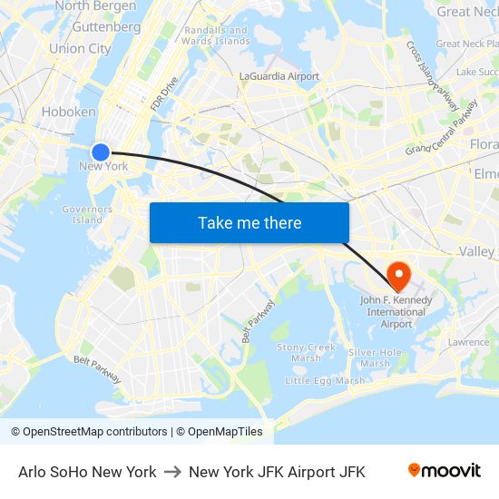 Arlo SoHo New York to New York JFK Airport JFK map