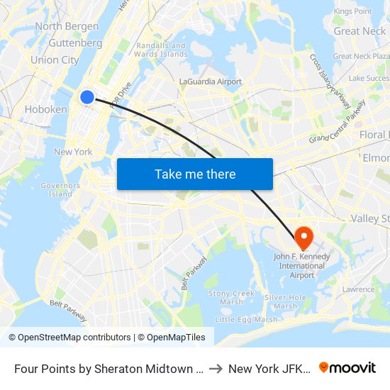 Four Points by Sheraton Midtown Times Square New York to New York JFK Airport JFK map