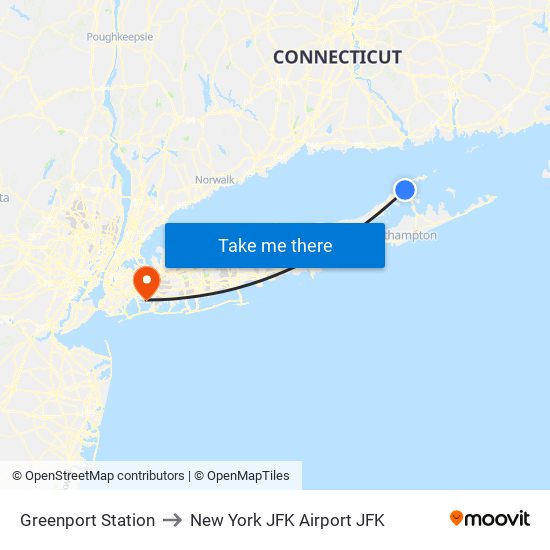 Greenport Station to New York JFK Airport JFK map