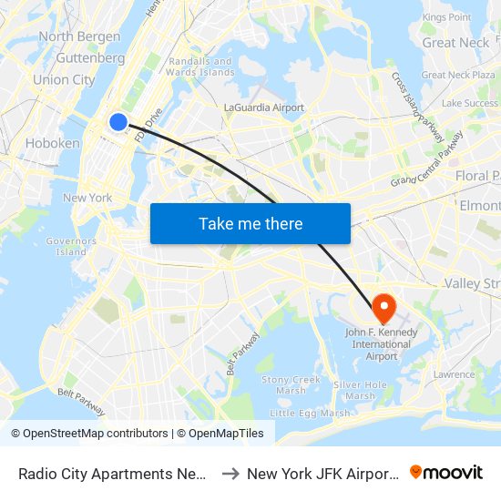 Radio City Apartments New York to New York JFK Airport JFK map