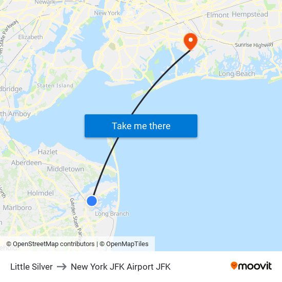 Little Silver to New York JFK Airport JFK map