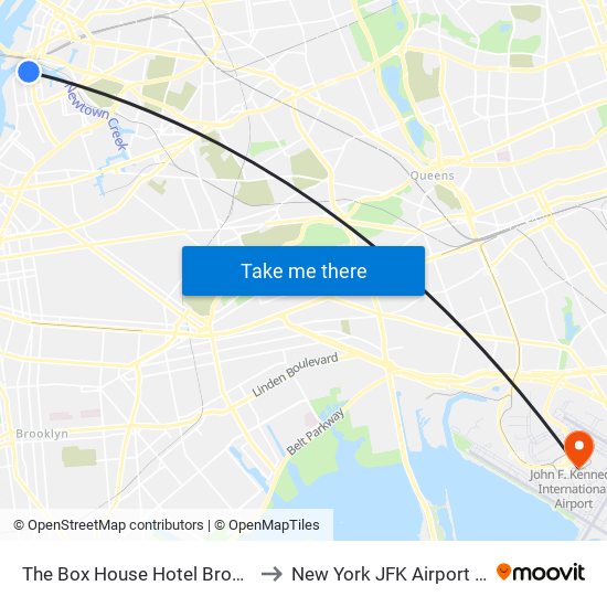 The Box House Hotel Brooklyn to New York JFK Airport JFK map