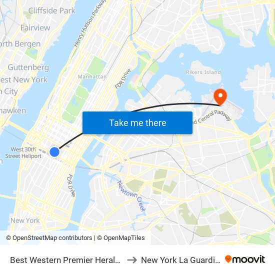 Best Western Premier Herald Square New York to New York La Guardia Airport LGA map