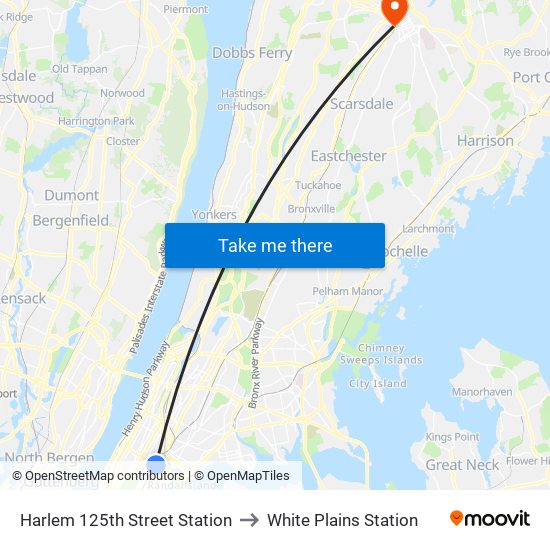 Harlem 125th Street Station to White Plains Station map