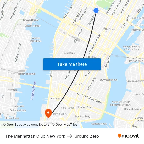 The Manhattan Club New York to Ground Zero map