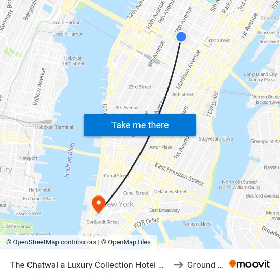 The Chatwal a Luxury Collection Hotel New York City to Ground Zero map