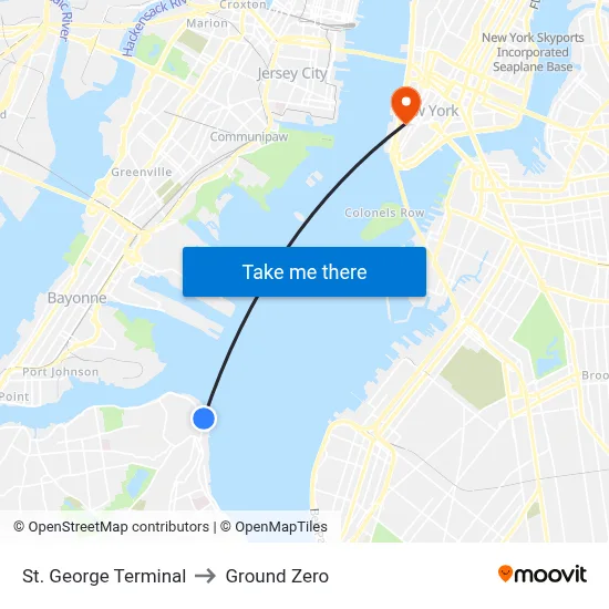 St. George Terminal to Ground Zero map