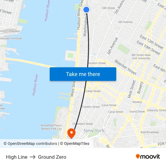 High Line to Ground Zero map
