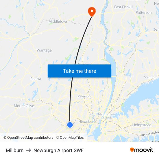 Millburn to Newburgh Airport SWF map