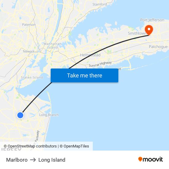 Marlboro to Long Island map