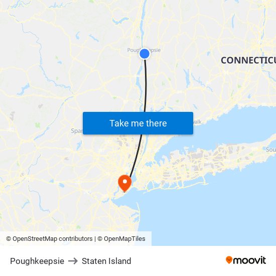 Poughkeepsie to Staten Island map