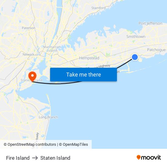 Fire Island to Staten Island map