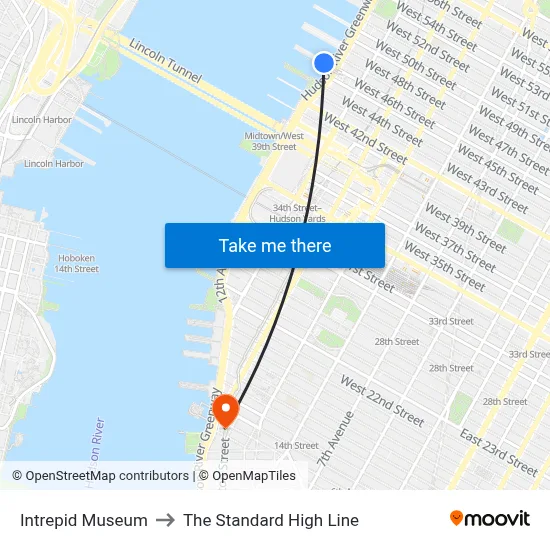 Intrepid Museum to The Standard High Line map