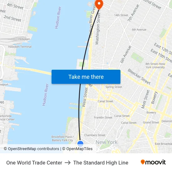 One World Trade Center to The Standard High Line map