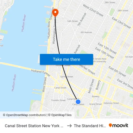 Canal Street Station New York City Subway to The Standard High Line map