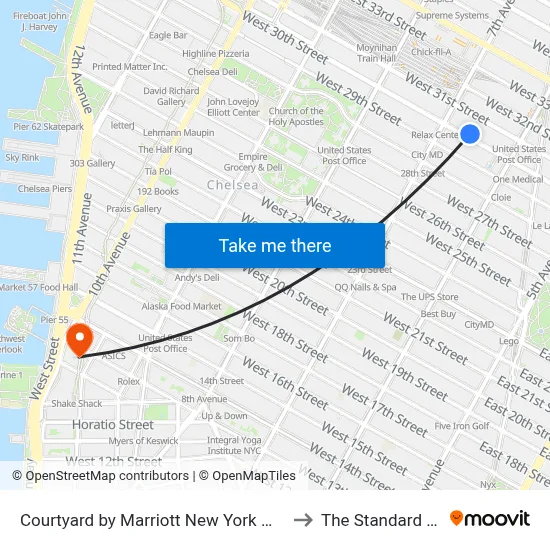 Courtyard by Marriott New York Manhattan Chelsea to The Standard High Line map