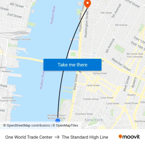 One World Trade Center to The Standard High Line map
