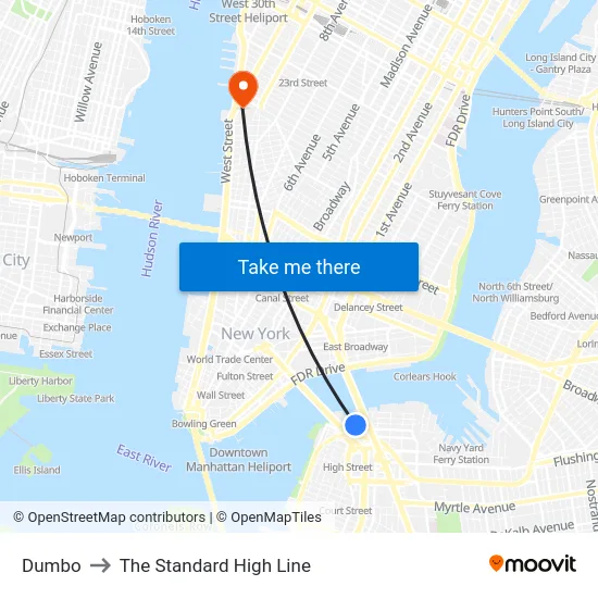 Dumbo to The Standard High Line map