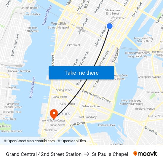 Grand Central 42nd Street Station to St Paul s Chapel map