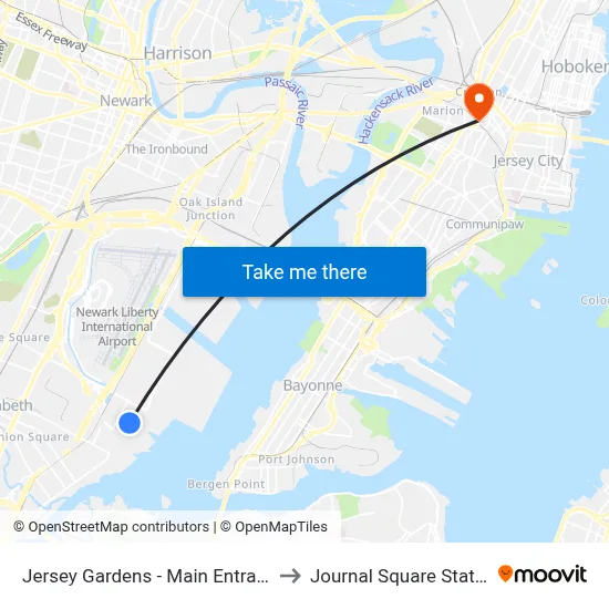 Jersey Gardens - Main Entrance to Journal Square Station map