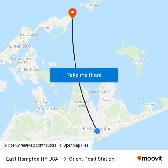 East Hampton NY USA to Orient Point Station map