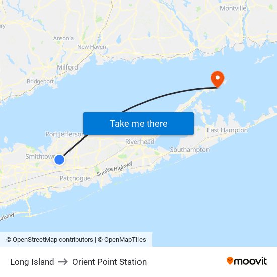 Long Island to Orient Point Station map