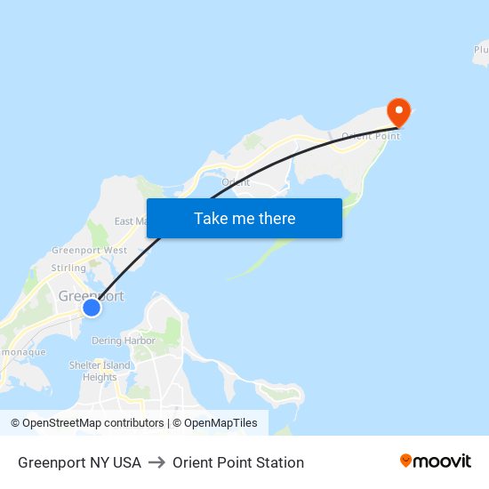 Greenport NY USA to Orient Point Station map
