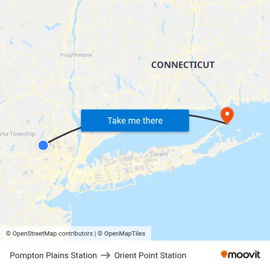 Pompton Plains Station to Orient Point Station map