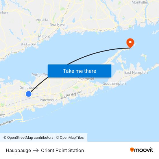 Hauppauge to Orient Point Station map