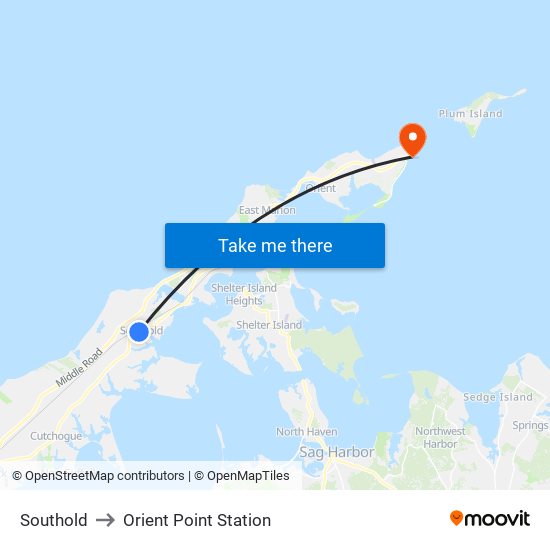 Southold to Orient Point Station map