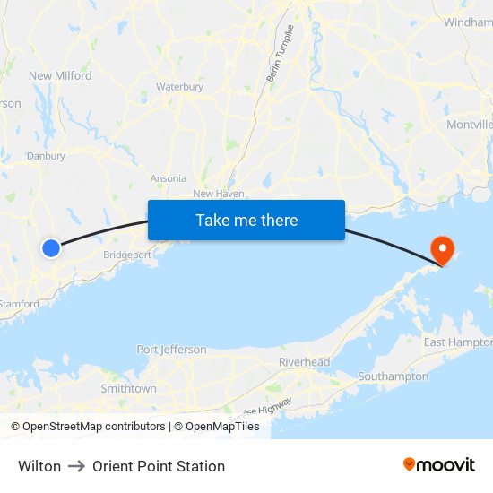 Wilton to Orient Point Station map