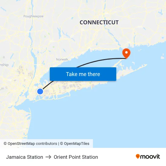 Jamaica Station to Orient Point Station map