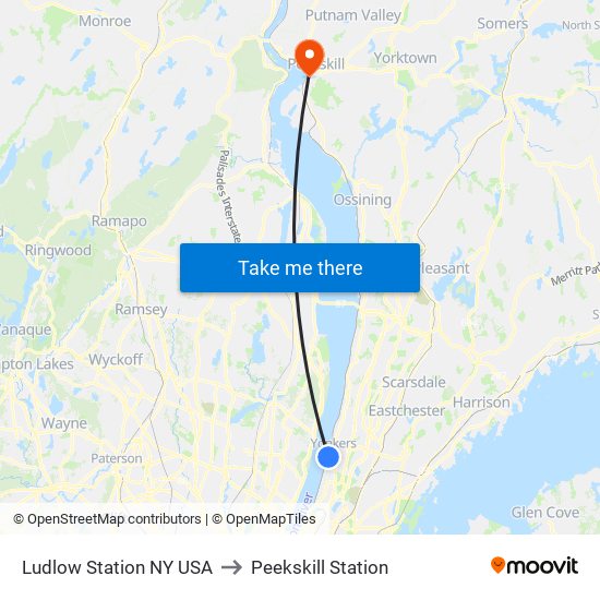 Ludlow Station NY USA to Peekskill Station map
