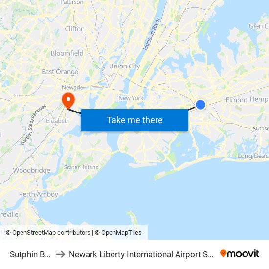 Sutphin Blvd, Jamaica, NY 11435 to Newark Liberty International Airport Station map