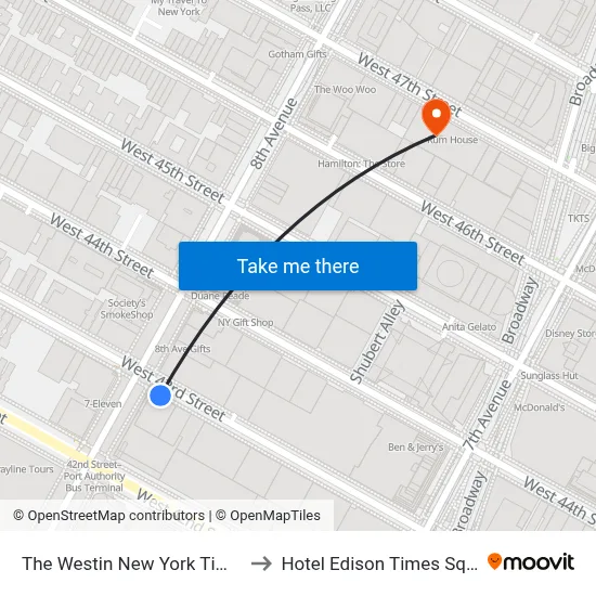 The Westin New York Times Square Hotel to Hotel Edison Times Square New York map